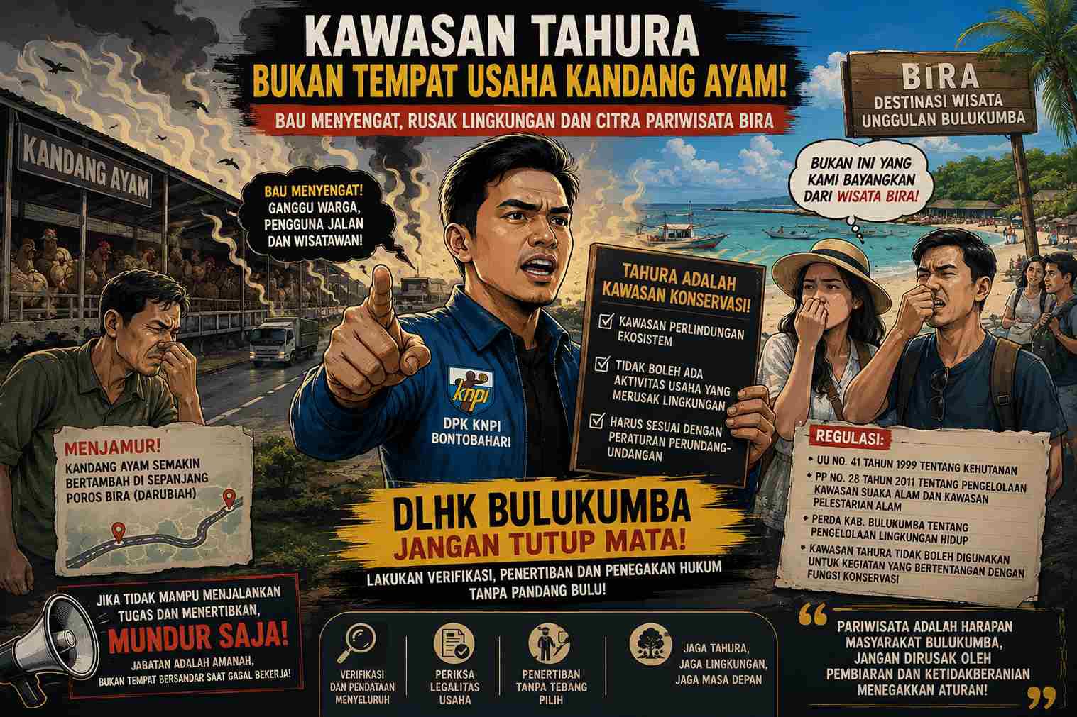 DPK KNPI Bontobahari Soroti Maraknya Kandang Ayam di Kawasan Tahura: Bau Menyengat Rusak Citra Pariwisata Bira, DLHK Diminta Bertindak Tegas